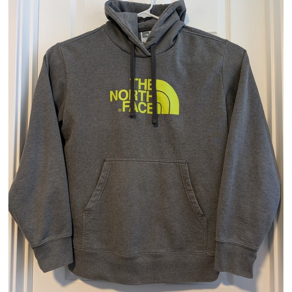 The North Face Other - The North Face Mens L Grey Neon Yellow Logo Pullover Hoodie Sweatshirt NICE !